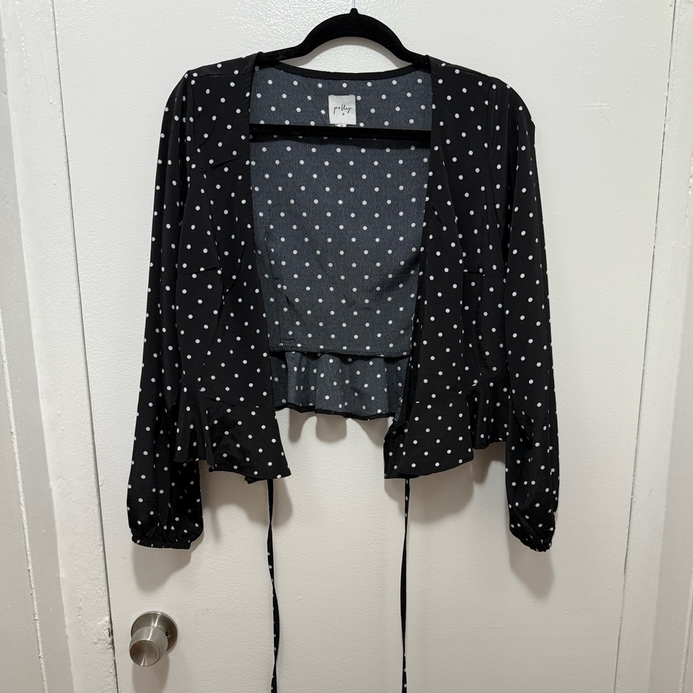 Princess Polly polka dot wrap blouse